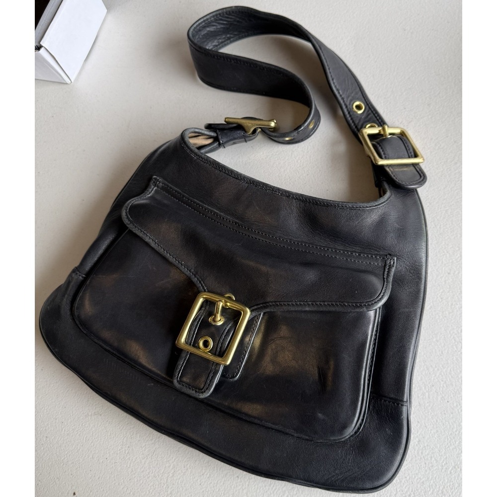 Vintage Coach Y2K Black Leather Legacy Saddle Bag 9340 - Picture 2 of 11